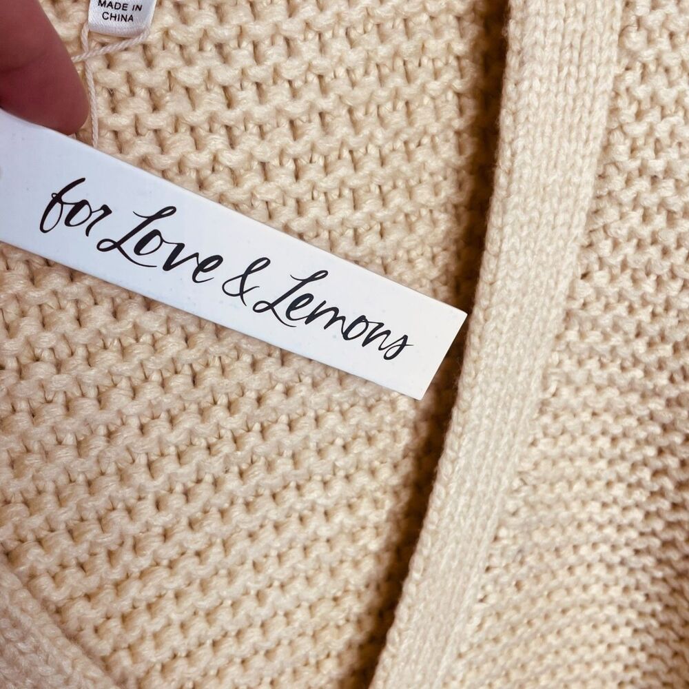 For Love & Lemons x Revolve Kerry Cropped V Neck Colorblock Cardigan Size S NWT - Picture 6 of 14